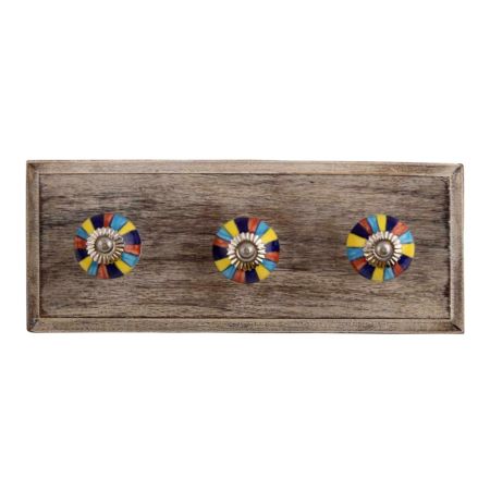 Rangoli Ceramic Wooden Hooks